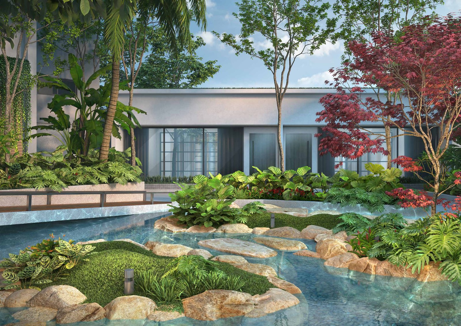 Level 10 zen garden with water feature