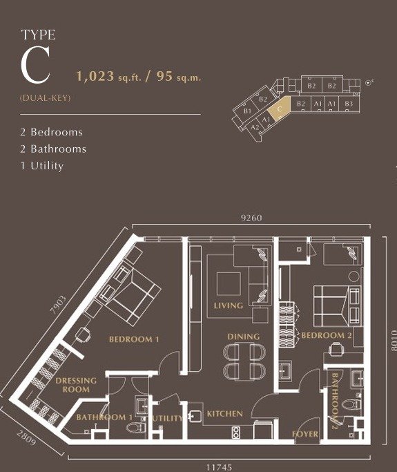 Type C dual-key floor plan