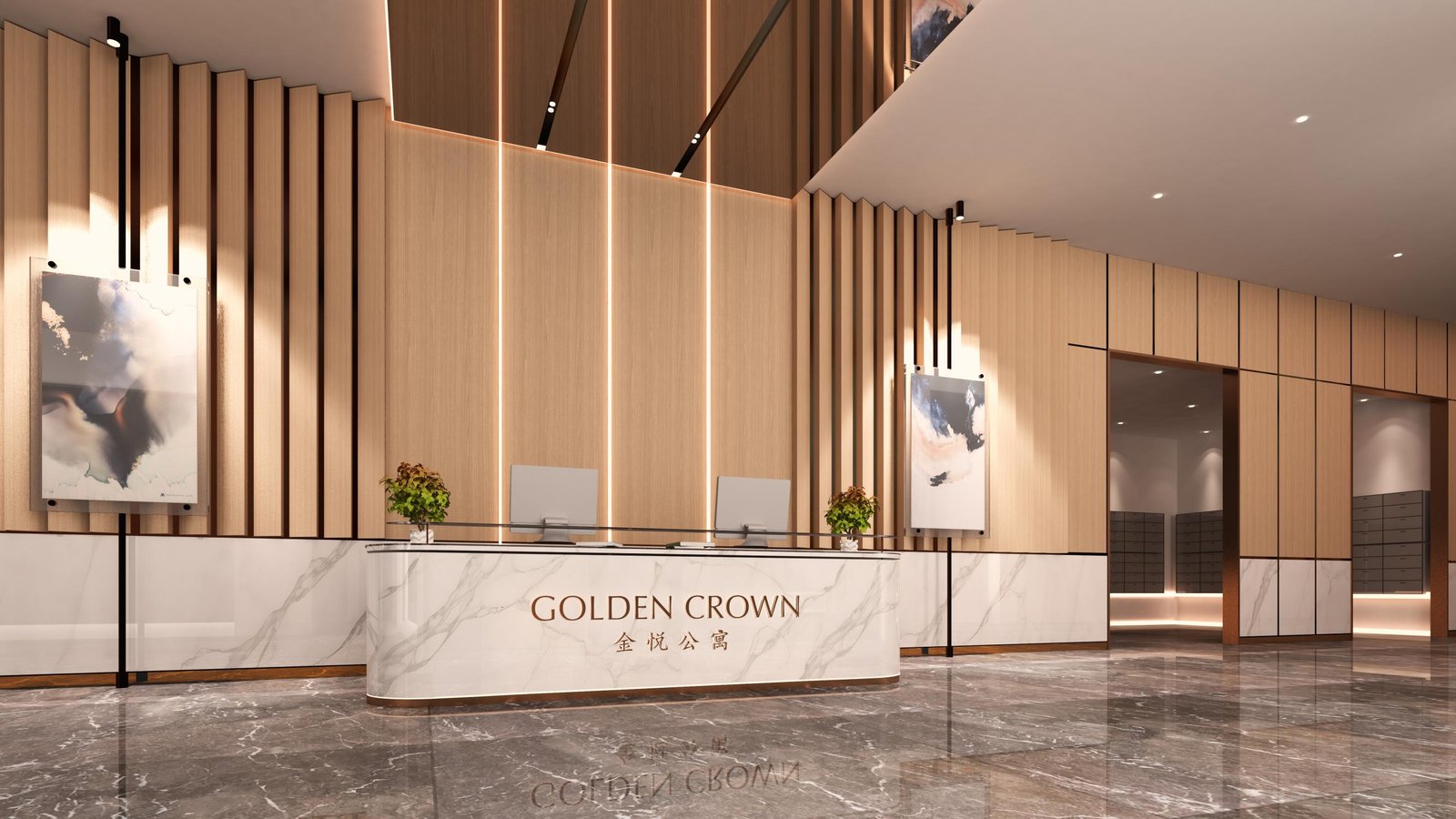 Golden Crown Residence lobby and concierge