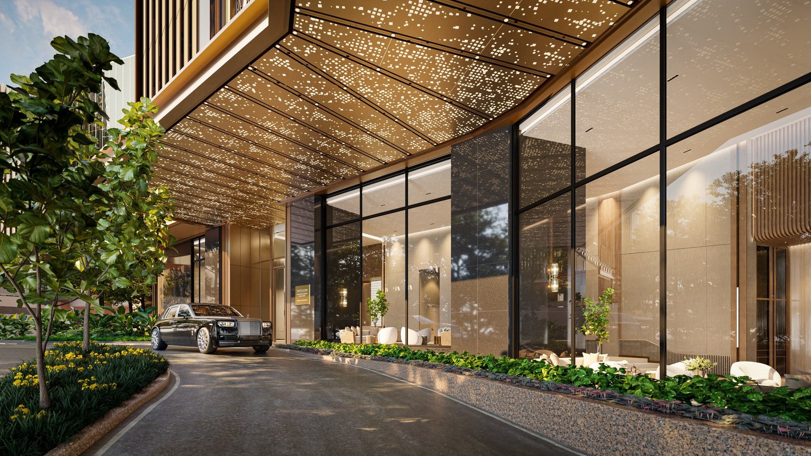 Dedicated drop-off and porte-cochere