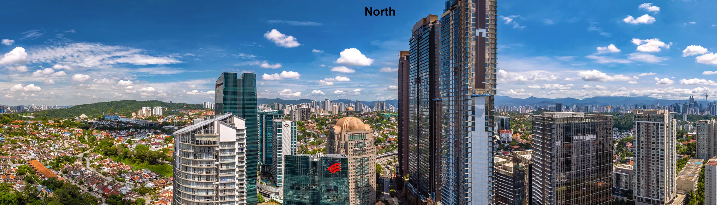 Aerial photograph from Imperial Residences South, Level 26, looking west to north, Damansara Heights view