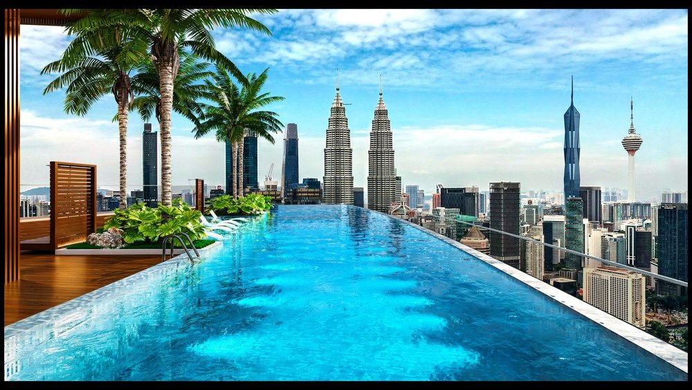 60-metre cliff-edge infinity pool overlooking KLCC