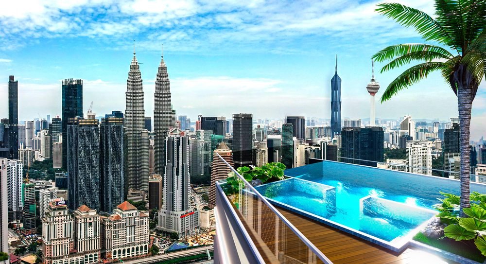 Jacuzzi with skyline view