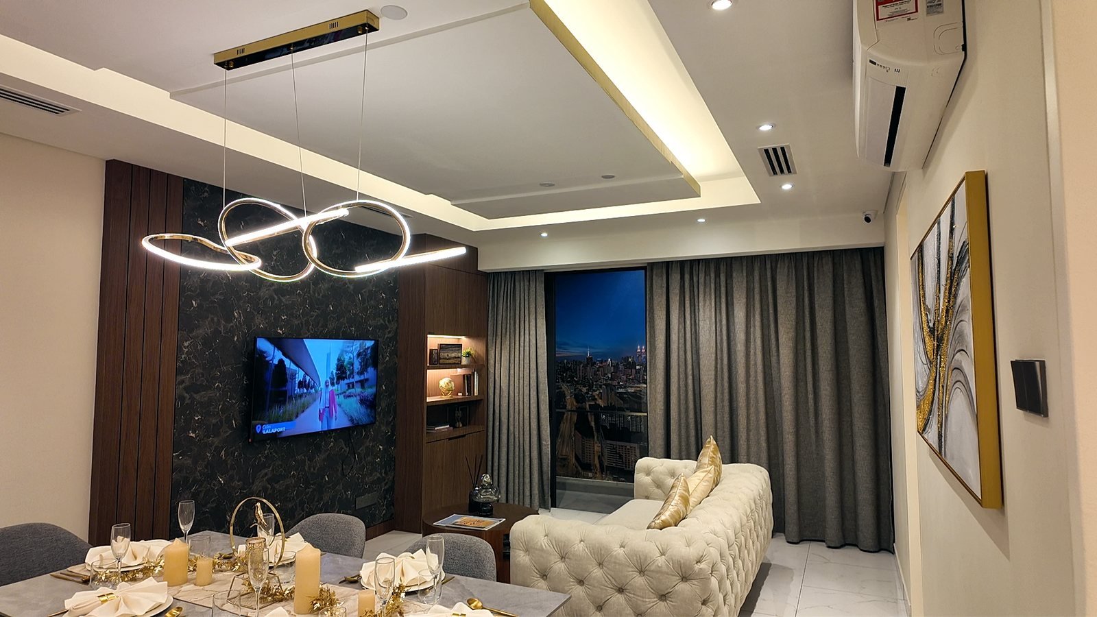 D型样板房的客厅与餐厅